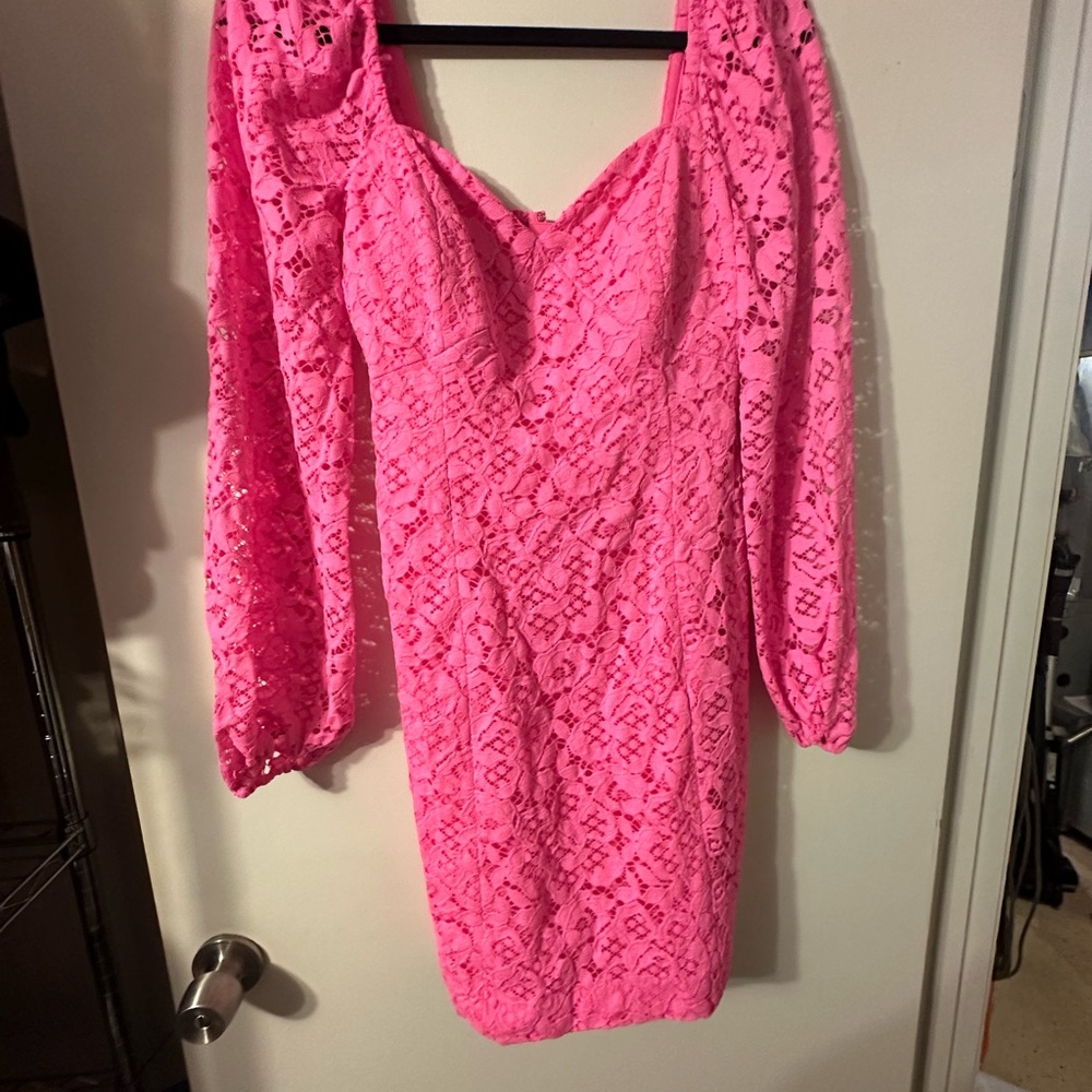 Hot Pink Mini long sleeve dress